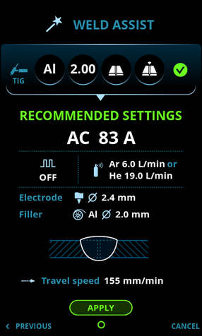 Kemppi-MasterTig-weldassist-recommended-settings